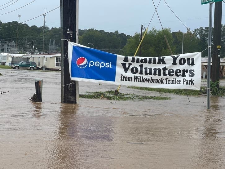 Flooding at Willowbrook Trailer Park in Northport on Saturday. 