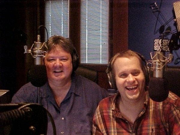 A "vintage" photo of Steve Shannon (left) and DC Daniel in their element during the heyday of the "Steve & DC Show" 