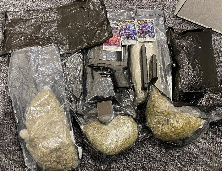 A look at the marijuana and gun seized as a result of the Tuesday morning search warrant. 