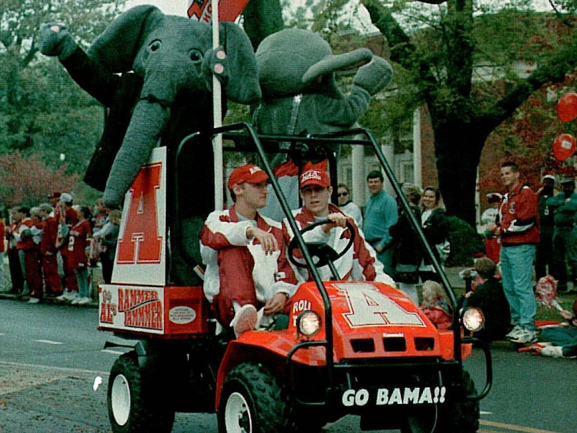 Big Al waves to the crowd during the 1997 Homecoming Parade. 