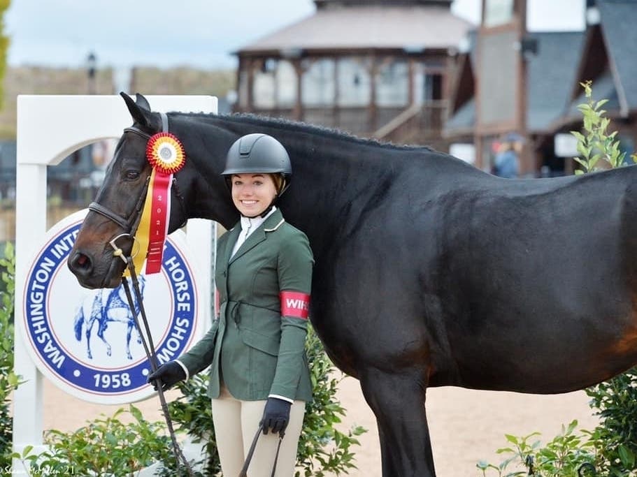 Reynolds Cole poses for a photo after finishing second in the Washington International Horse Show this past weekend. 