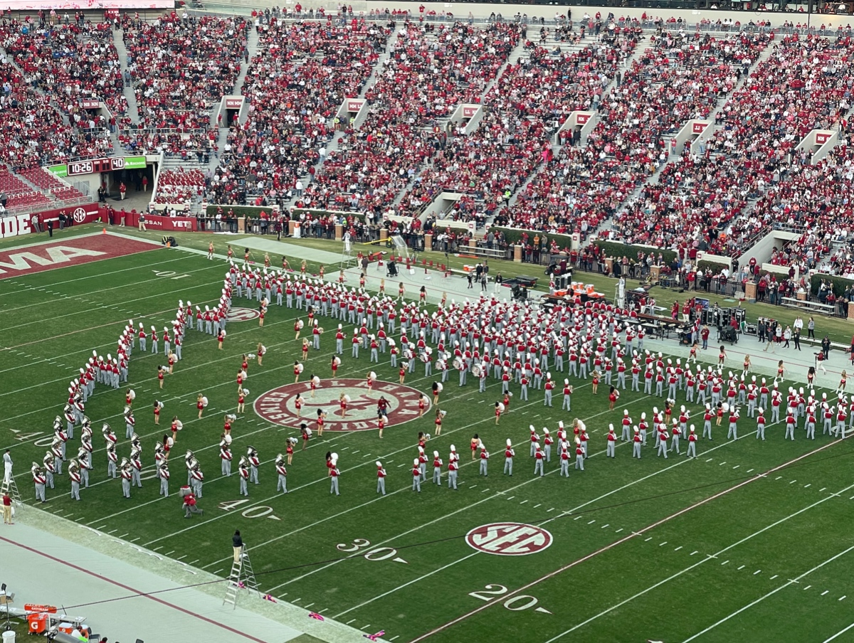 The Million Dollar Band in a Christmas tree formation during halftime of Saturday's game with Arkansas 