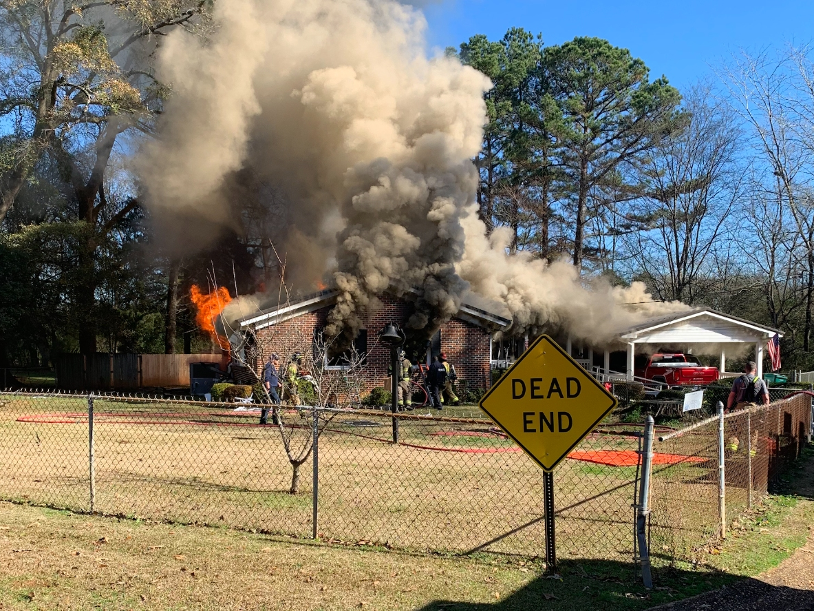 The home after crews responded Monday morning. 