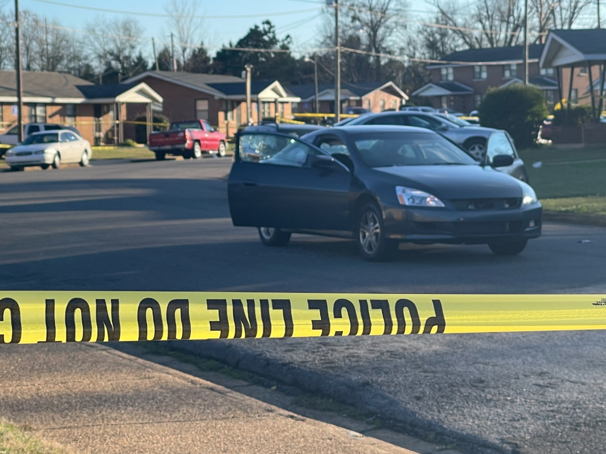 The vehicle the teen was riding in when he was shot on Monday. 