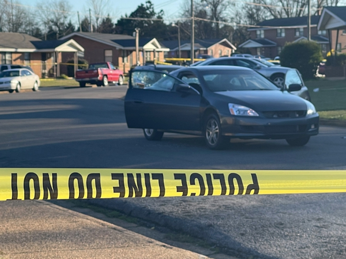 The vehicle the teen was riding in when he was shot on Monday. (Ryan Phillips, Patch.com)