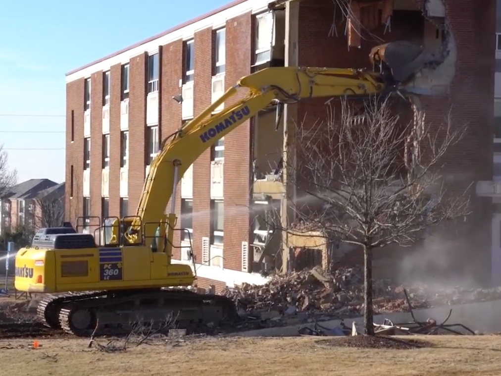 Demolition on Trustee Hall commenced this week. 