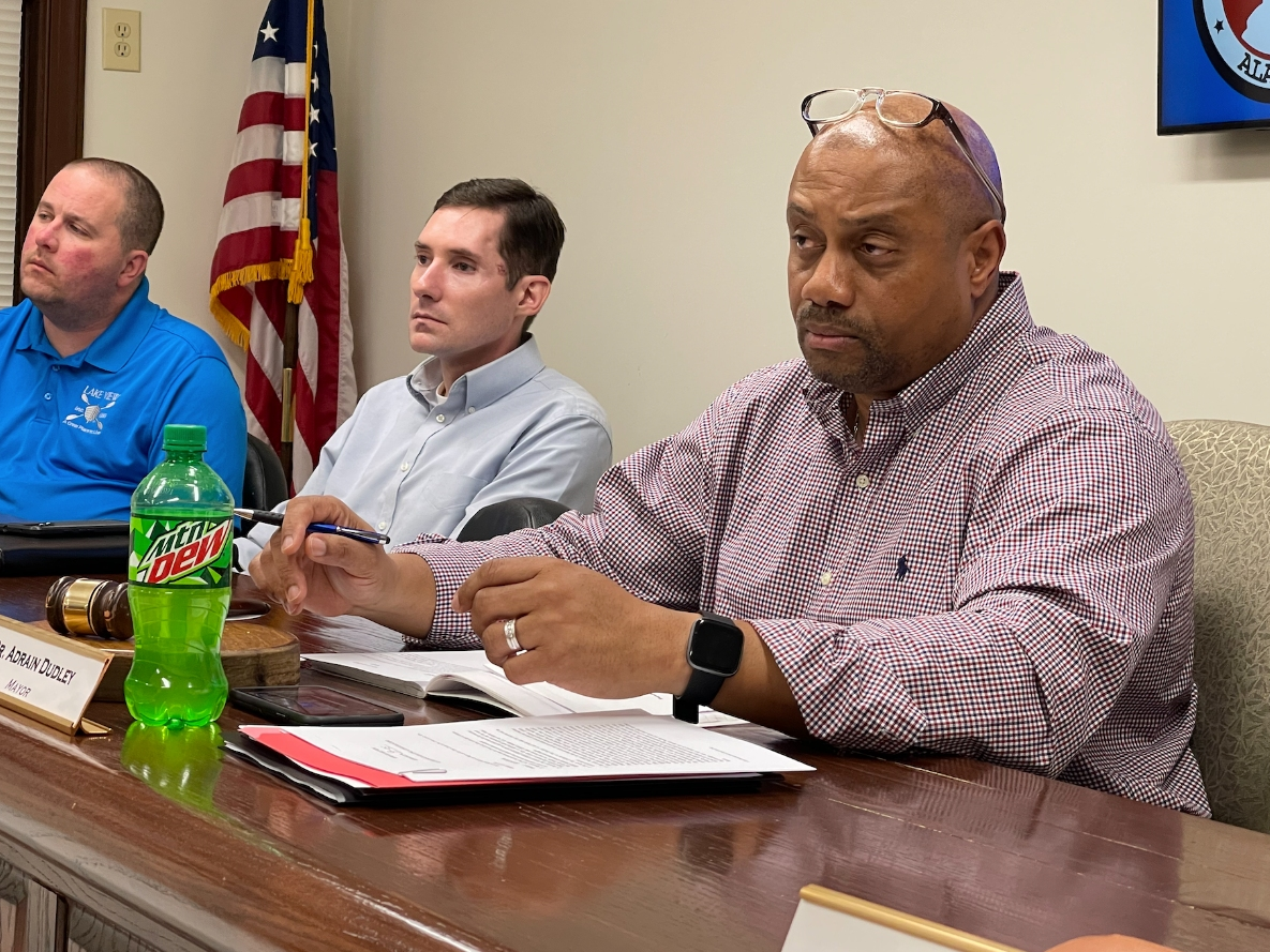 From right: Lake View Mayor Adrain Dudley, Councilman Ben Hudson and Councilman Doug Beaulieu during Wednesday night's meeting. 