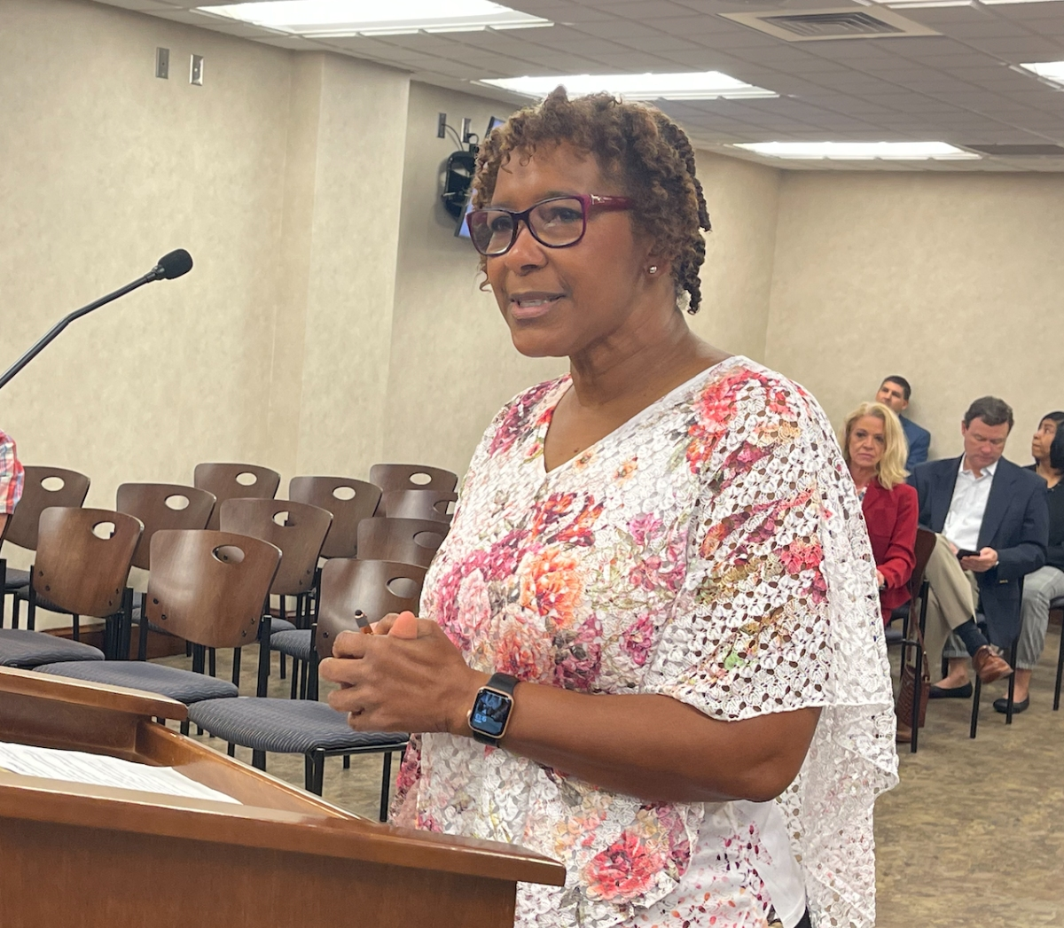 Doris Vaughans speaks during Wednesday's Tuscaloosa County Commission meeting. 