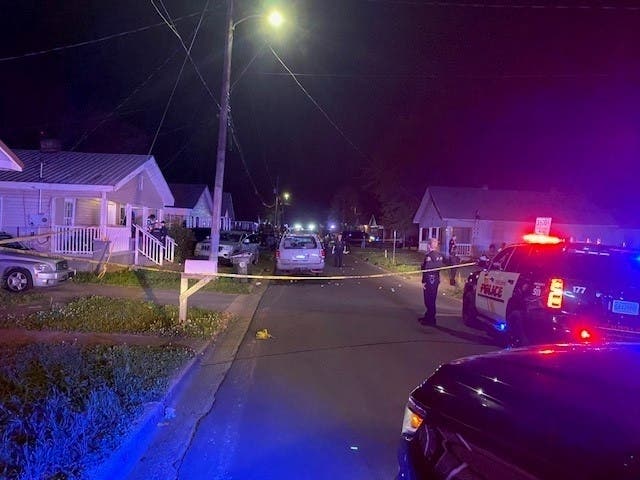 The scene of the shooting on 21st Street Saturday night.
