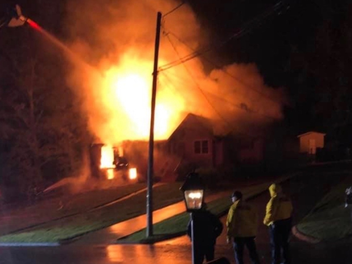 The fire fully engulfed the home on Pelican Avenue early Tuesday morning. 