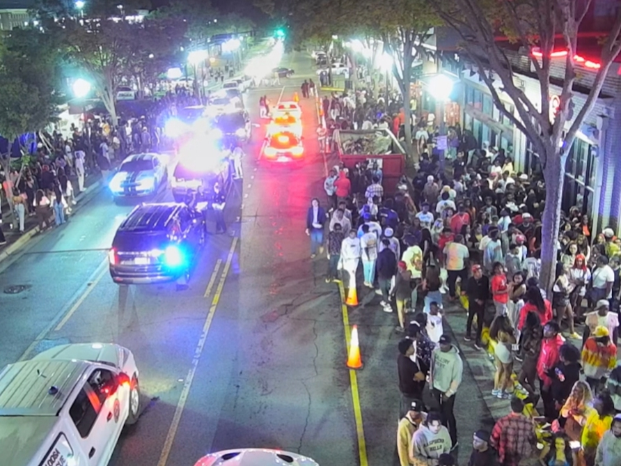 An aerial view of the The Strip during the night of the A-Day game on April 16. 