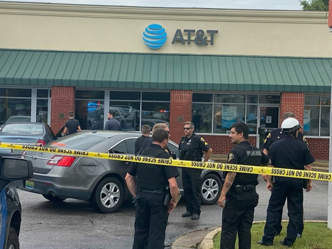 Officers on the scene of the altercation on Thursday. 