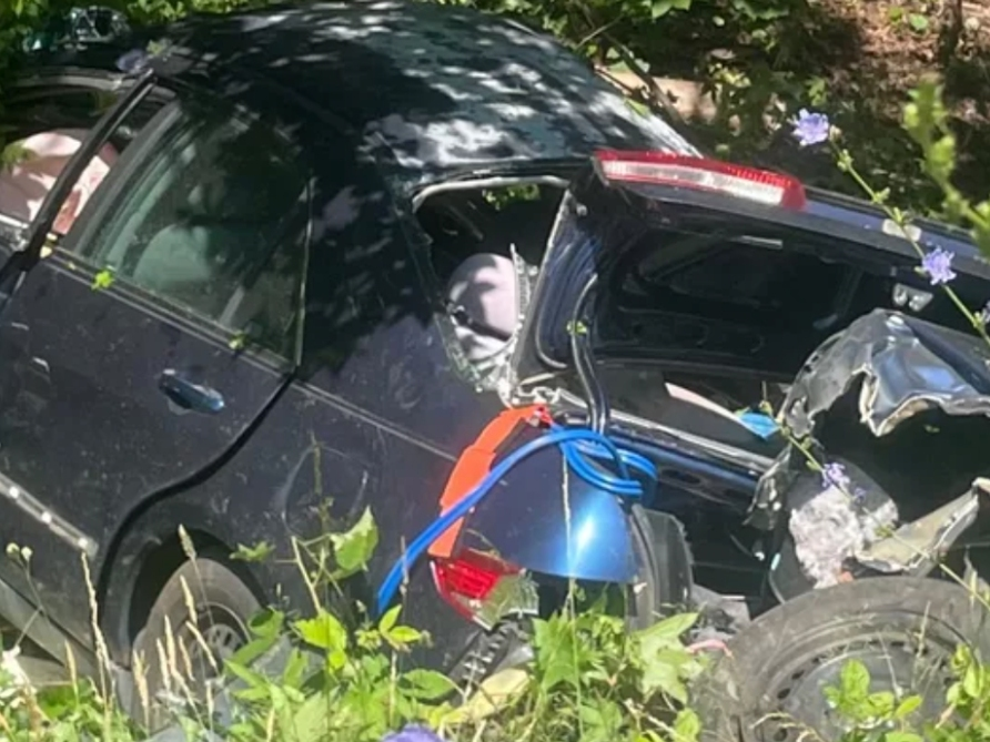 The vehicle of DC Daniel's daughter following a wreck Monday that left the teen with multiple injuries 