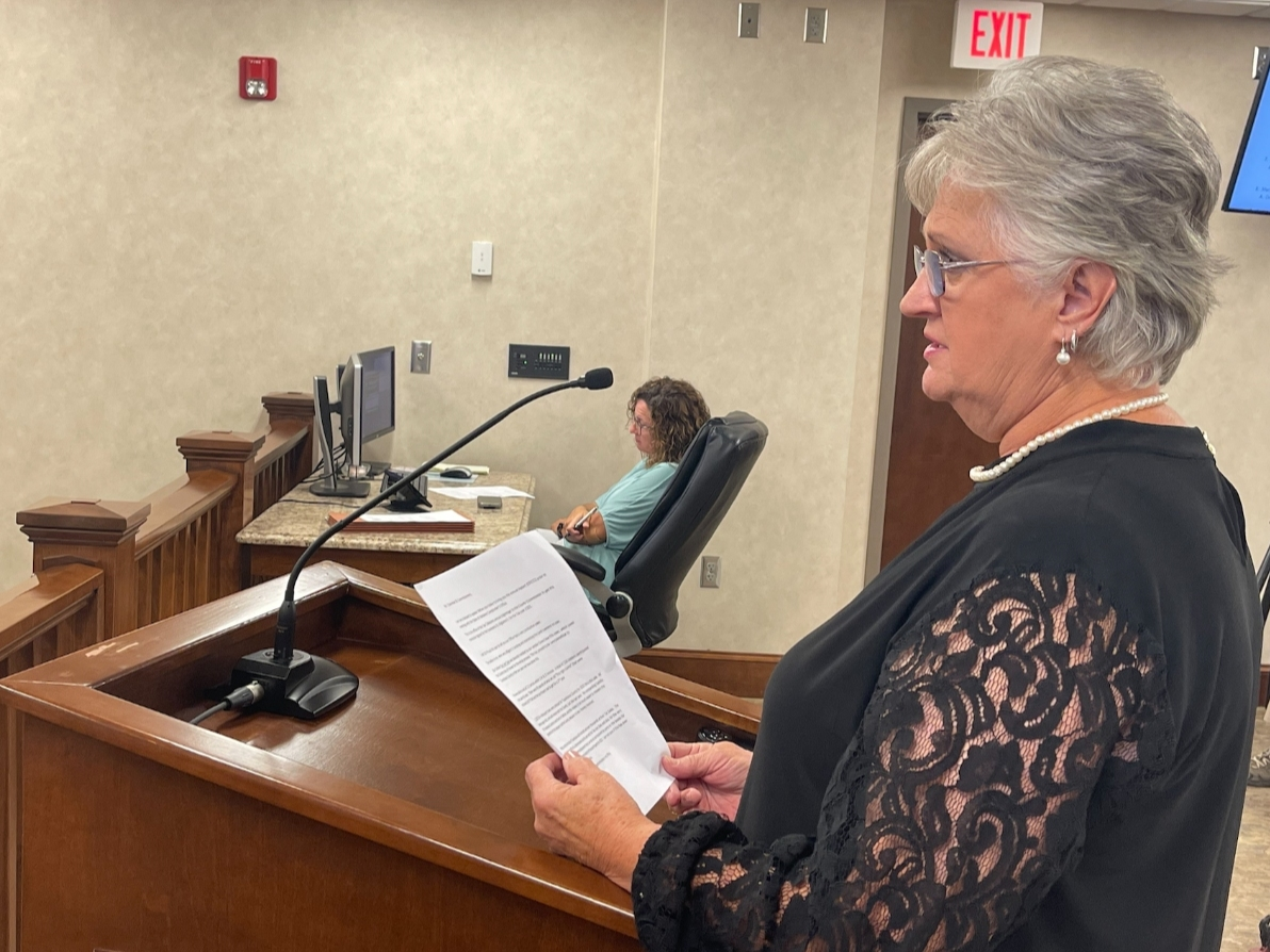 Tuscaloosa County Tax Collector Susan Jones speaks during Wednesday's Tuscaloosa County Commission meeting. 