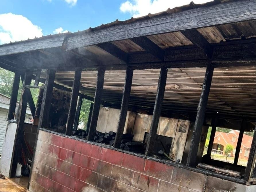 The BBQ pit at Big Al's Restaurant in Samantha sustained heavy fire damage on Tuesday. 