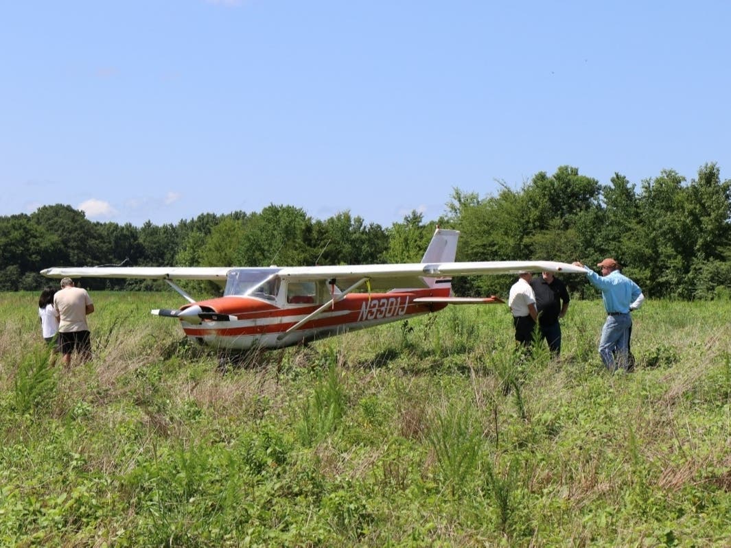 The plane following its emergency landing on Friday. 