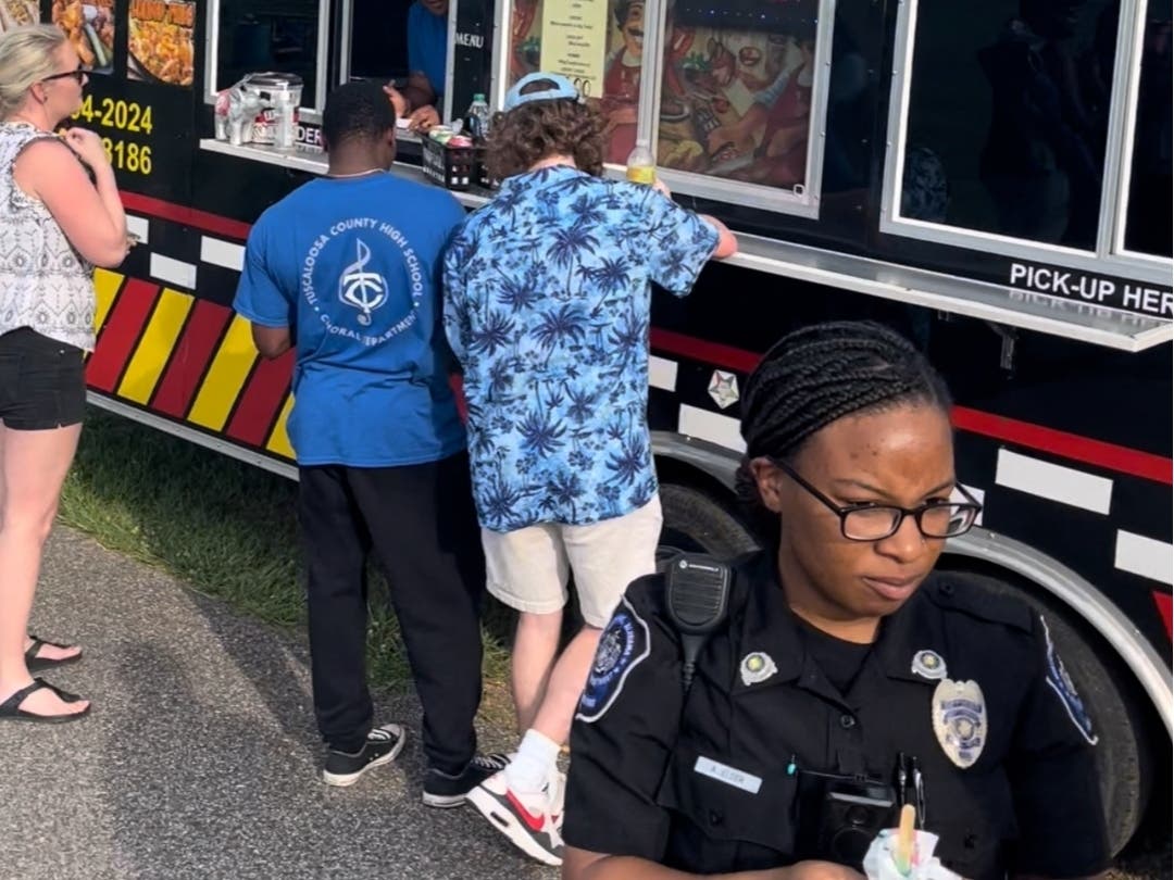Food trucks were set up at the Riverside Middle School track during first Groove & Grub in June. 