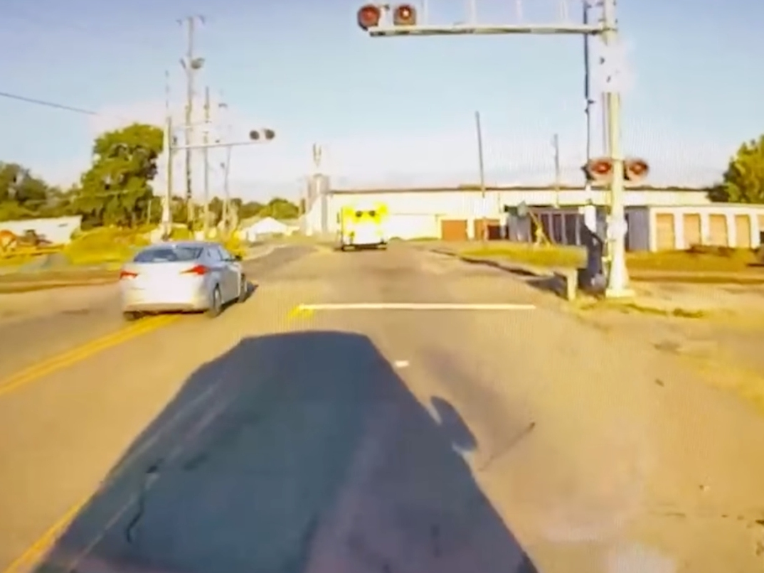 The vehicle of the left reportedly hit an emergency vehicle
