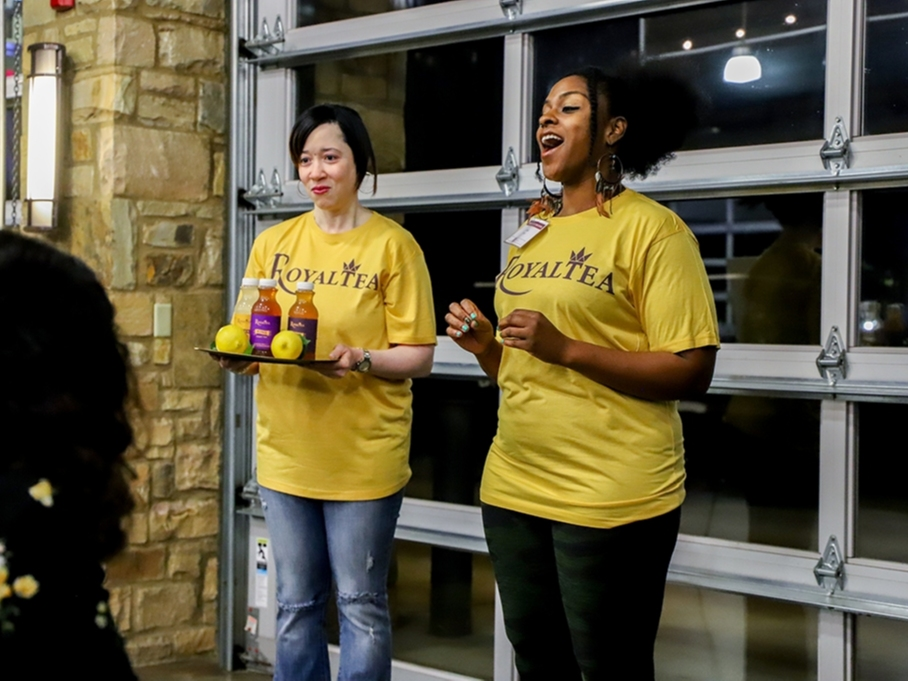 Representatives from Royal Tea make their pitch at a past competition