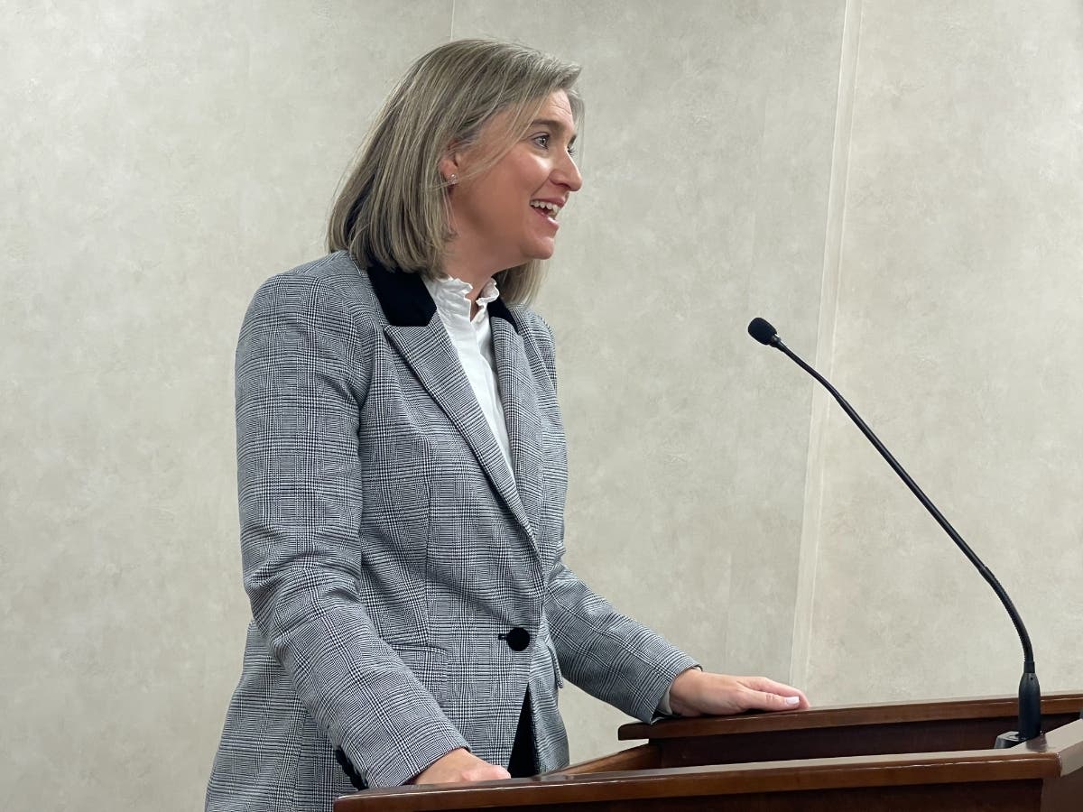TCSS Superintendent Keri Johnson speaks during Wednesday's meeting of the Tuscaloosa County Commission. 
