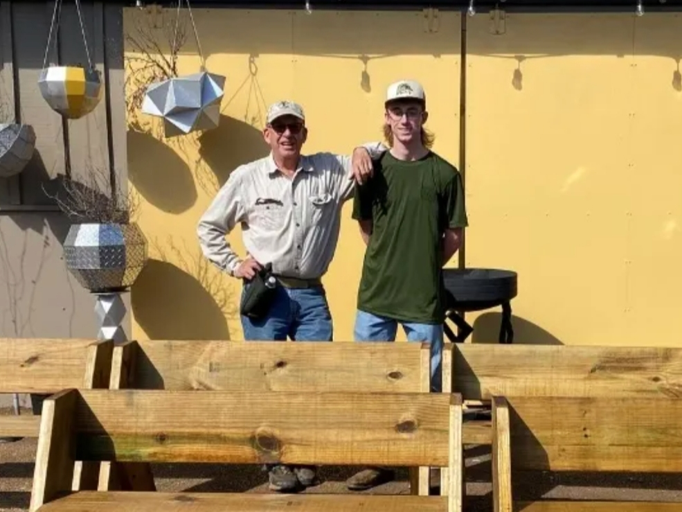 Hunter Tunnell (right) and his Eagle Scout coach Mike Henderson