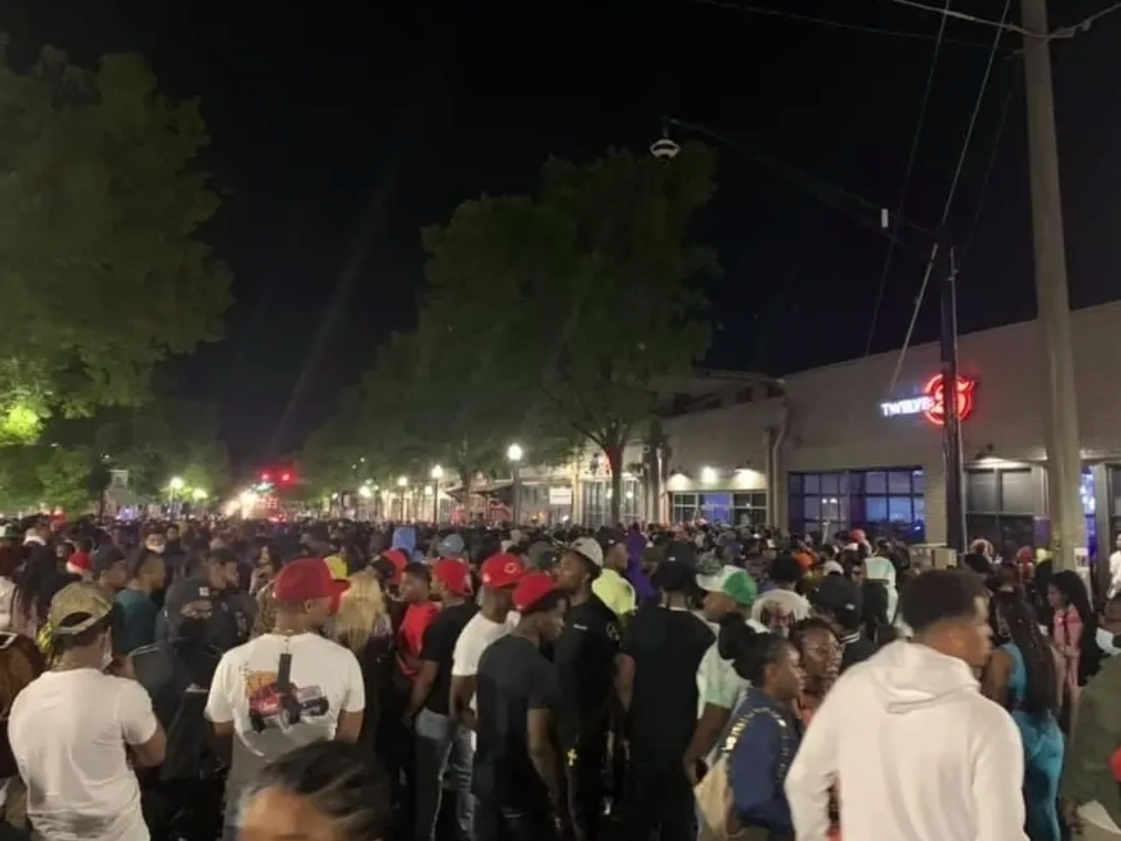 The crowds on The Strip following the 2021 A-Day Game. 