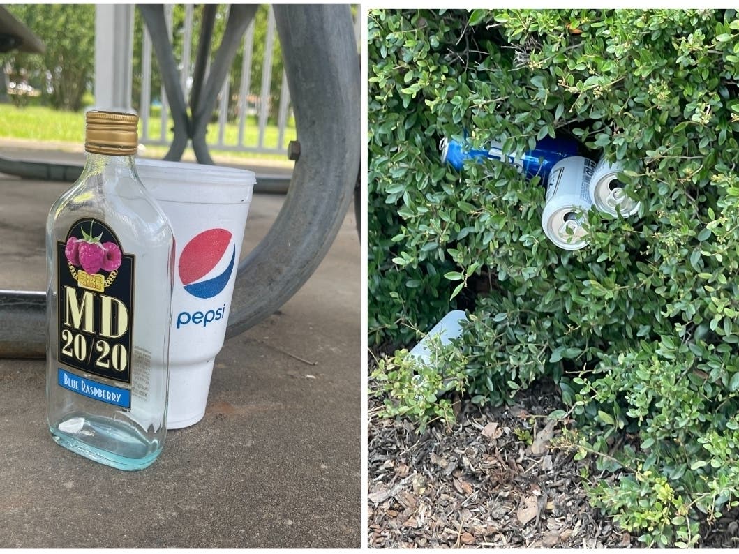 Plenty of litter could be seen in the park and community center hedges