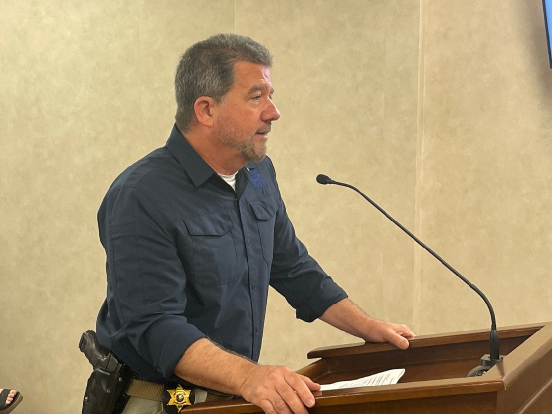Tuscaloosa County Chief Deputy Loyd Baker speaks during Wednesday's County Commission meeting. 