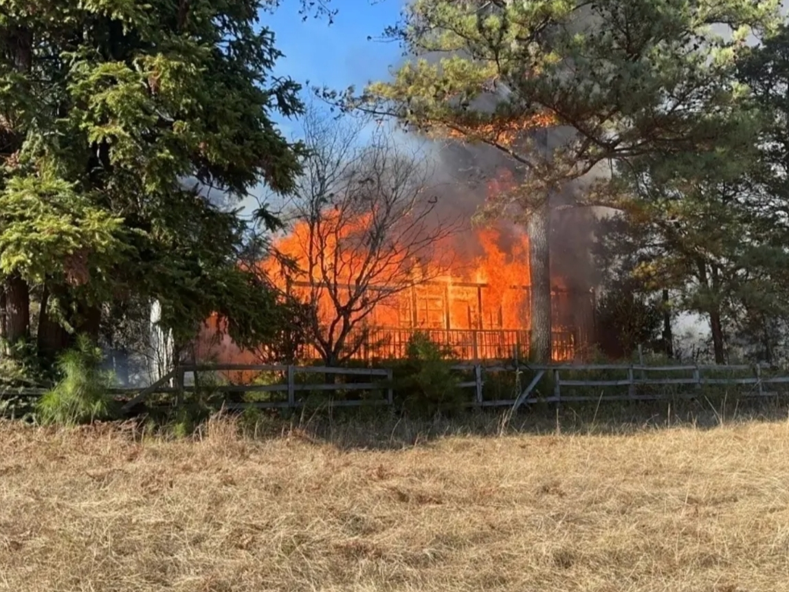 One of the structures impacted during Tuesday's fires in Brookwood