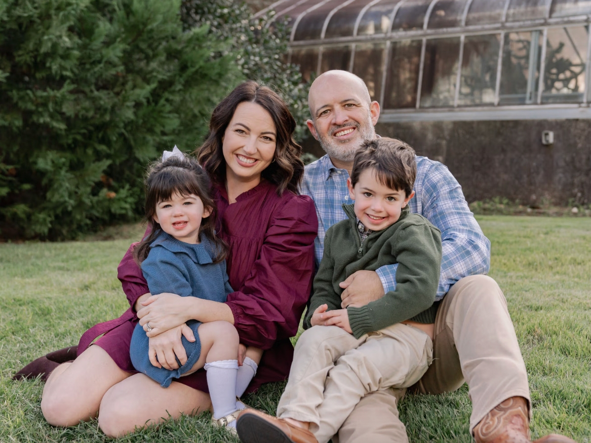 Andrew Bone with his wife and children