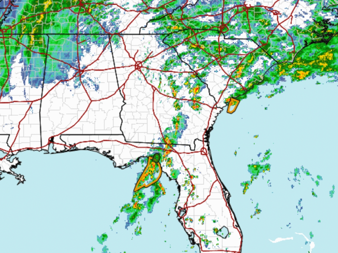 The latest look at the doppler radar over Georgia at 1 p.m. EST