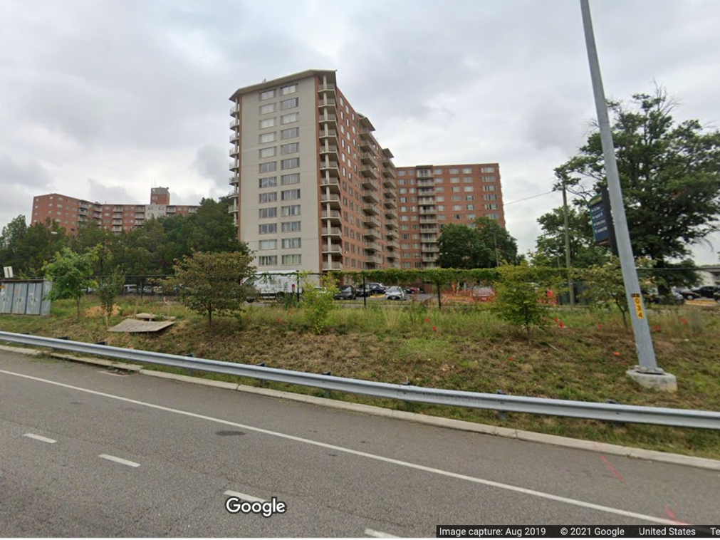 High-rise buildings are pictured in Alexandria, as seen from Interstate 395.