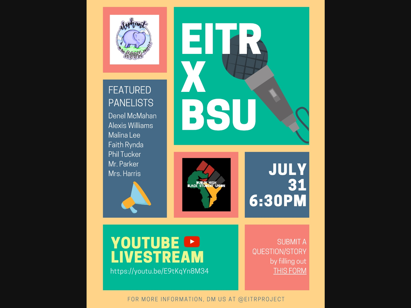 Several Students and Adult panelists are set to take part in a virtual community conversation this Friday with the Black Student Union and the Elephant in the Room project. 
