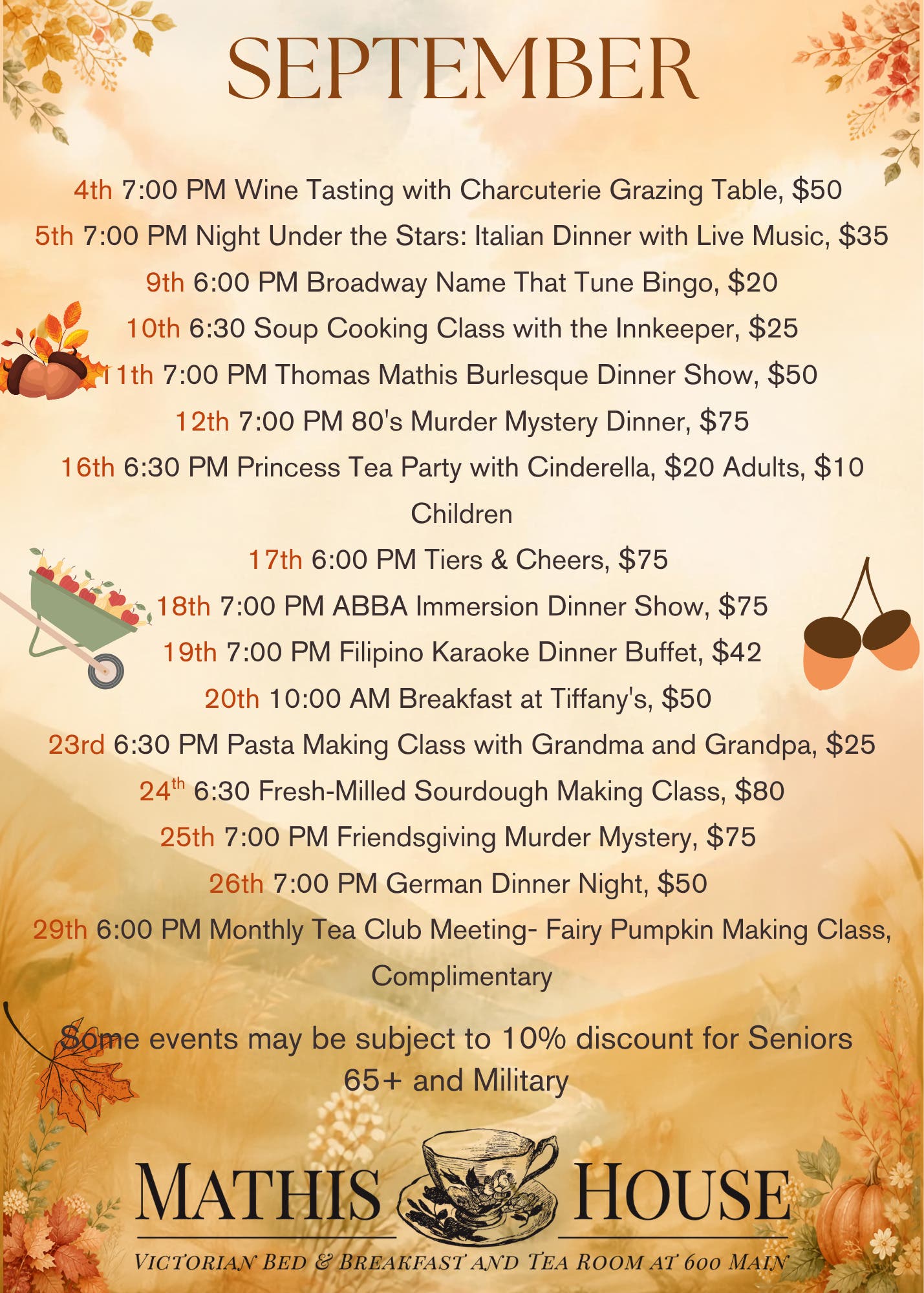 September Events at the Historic Mathis House