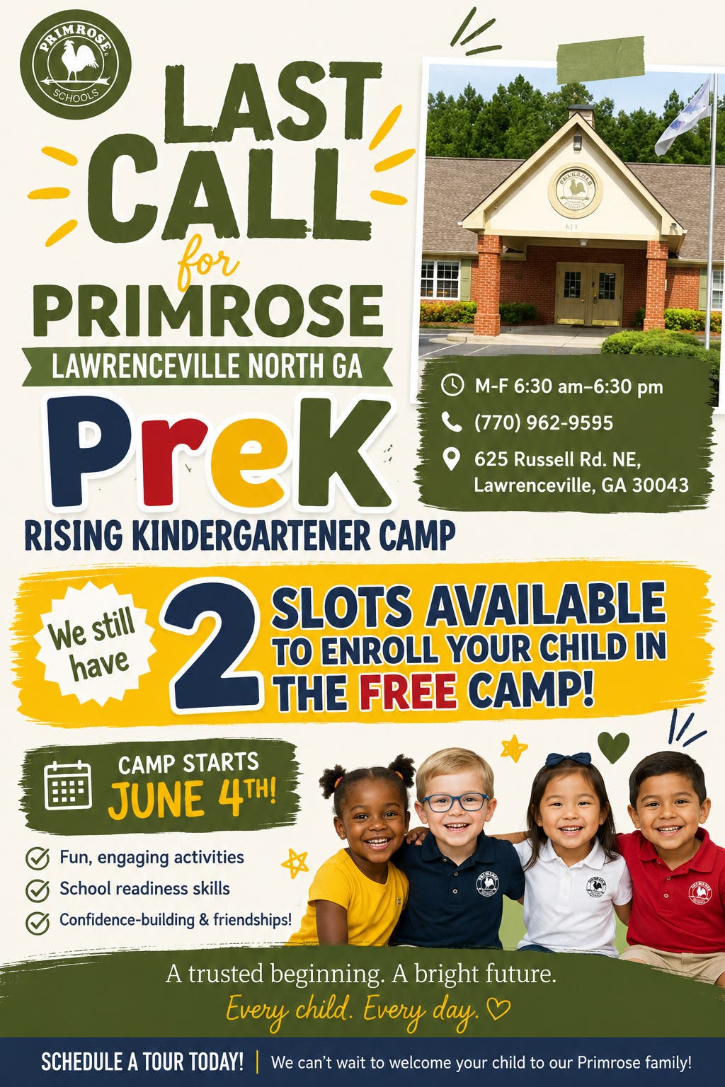 Free Summer Camp for Rising Kindergarteners FIRST COME FIRST SERVE!!!