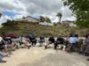 Neighbors gathering for Saturday Brunch at the Progressive Driveway celebration event, which traversed 4 driveways over the day!