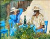 "Marc and Janet having Brunch" 8 x 10" oil painting of Escalera's neighbors enjoying brunch in their front yard. 
