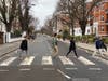 Student Musicians emulating the Beatles 'Abbey Road' Album Cover.