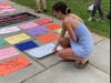 Students place their signs outside Nassau Hall after the demonstration. 