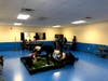 Students demonstrating the robots. 