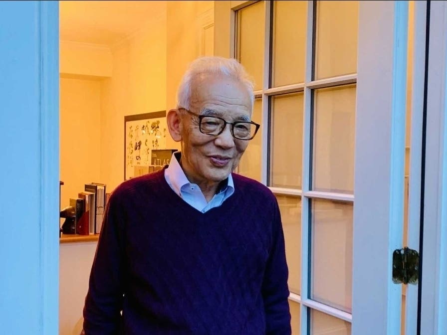 Syukuro Manabe outside his home after learning he was awarded the Nobel Prize. 