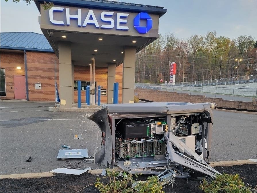 Thieves ripped an ATM machine off its cement foundation and stole "tens of thousands of dollars," South Brunswick Police said.  