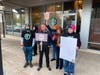 Baristas picketing outside the Hopewell Starbucks