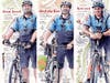 Three officers from Metuchen Police Department's Bike Patrol Unit were captured on canvas for this year's Windows of Understanding project.
