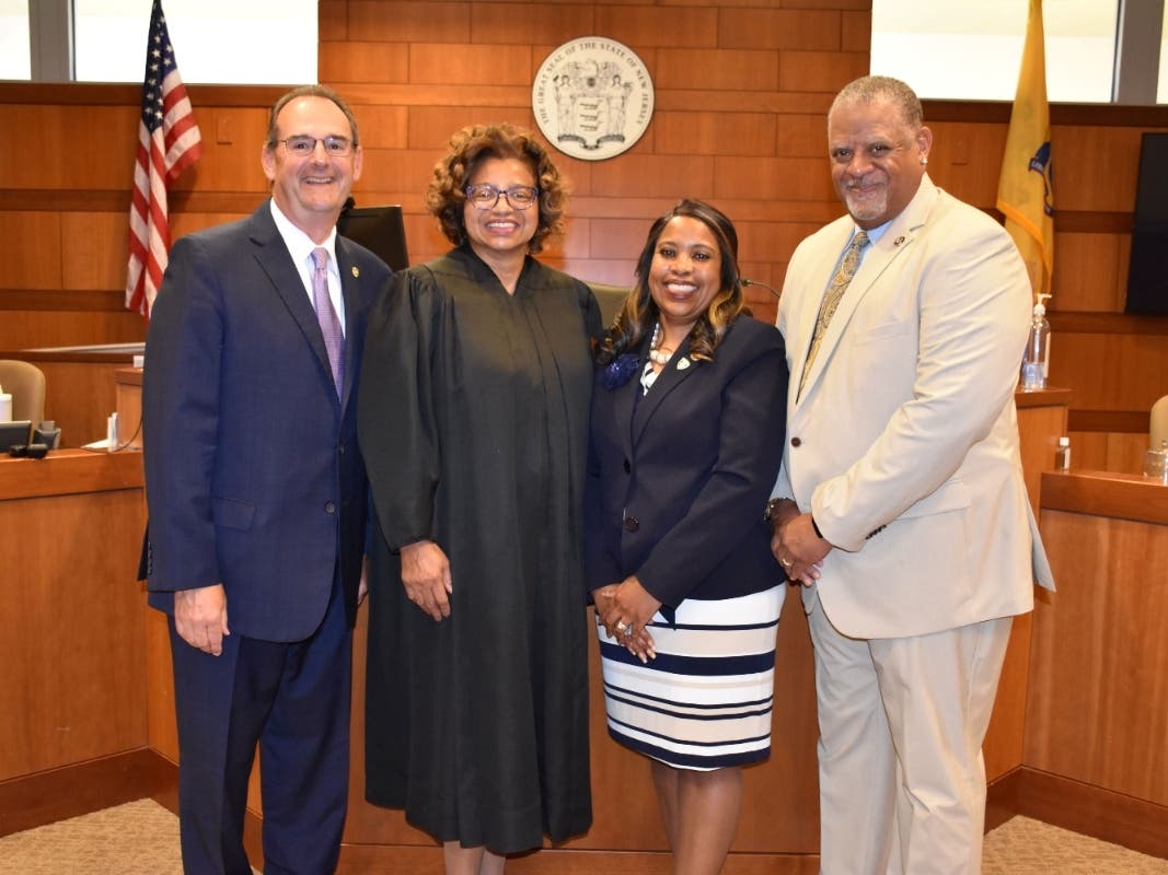 L to R: Prosecutor Angelo J. Onofri, Judge Marbrey, FAP Downing-Mathis and Retired Lt. Mathis 