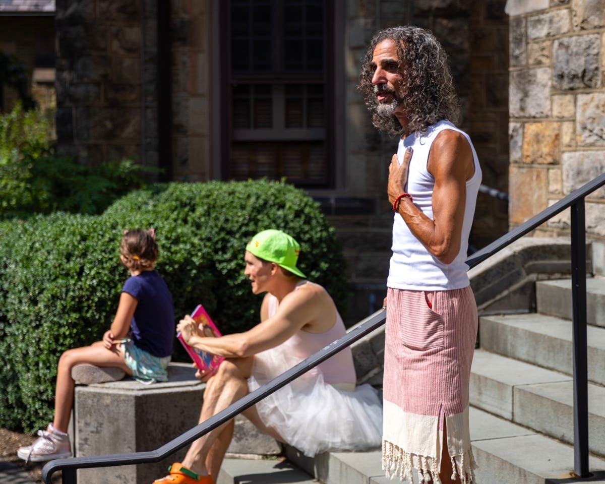 Robt Martin Seda-Schreiber (right), Founder & Chief Activist of the BRCSJ addresses the audience. While police investigated, the event was moved offsite. 