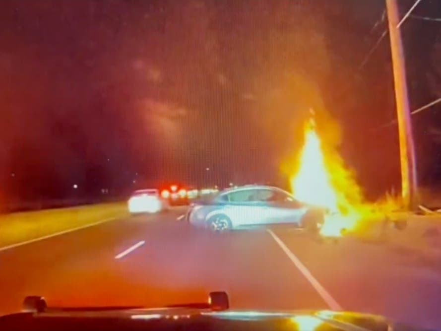 Video: Man Escapes Fiery Car Crash In South Brunswick | South Brunswick ...