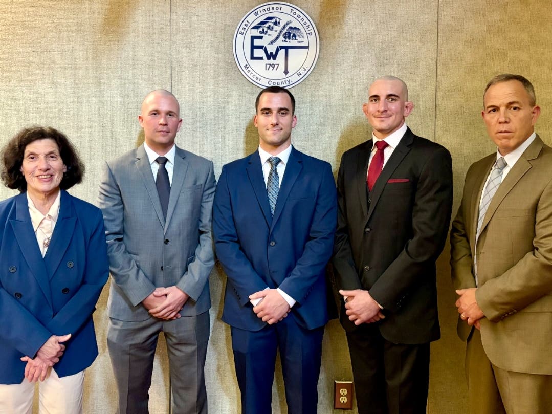 Mayor Janice S. Mironov; Police Officer Shawn Weeks; Police Officer Dominick Tarricone; Police Officer David Janssen, and Chief of Police Jason Hart. 
