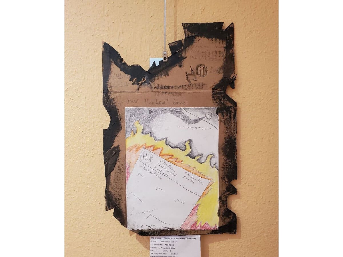 Abel Ravelo's artwork titled "What's it like to be in Middle School today'.