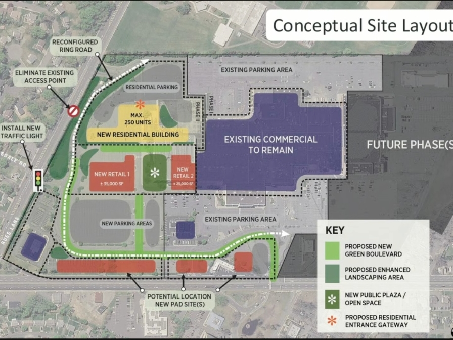 The plan covers two phases of the mall property